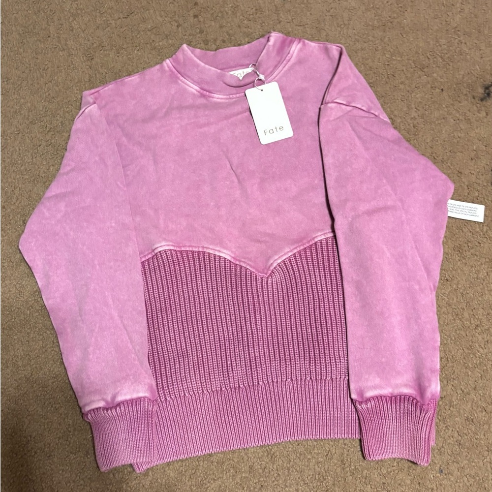Fate Women's Two-Tone Pink Crew Neck Sweater